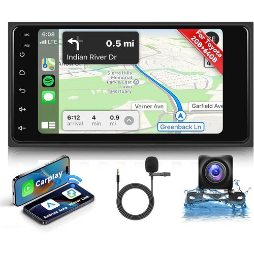 2g 64g Android Autoradio Pour Toyota Hilux Rav4 Corolla Prado Land Cruiser Avec Sans Fil Carplay Android Auto,cran Tactile 7 Pouces Radio Avec Gps,Bluetooth,Wifi,Fm/Rds,Eq,Swc