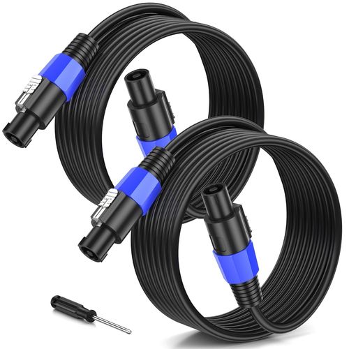 2M 2pack Speakon  Speakon cble haut-parleur M-M pour amplificateur audio 12 Guage Cord Wire avec Twist Lock DJ/PA mle pour Heavy Duty Audio