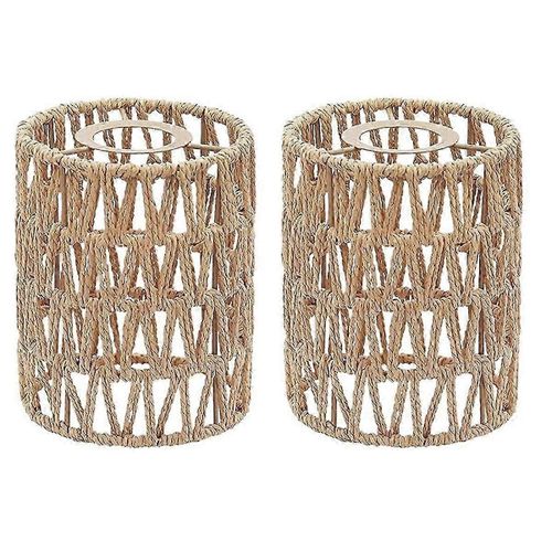 2pack Rattan Lamp Shade,5.9 X 5 Inch Handwoven Lamp Shades Replacement For Floor Lamps, Pendant Light Js
