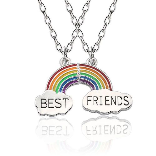 2pc Color Arc-En-Ciel Nuages Pendentif Puzzle Collier Meilleur Ami Bff Bijoux Enfants