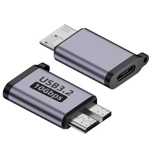 2PCS 10Gbps Adaptateur USB C vers Micro USB 3.0, USB C Femelle  Micro B Mle Compatible avec Disque Dur Externe Toshiba/Seagate/WD/My Passport Elements