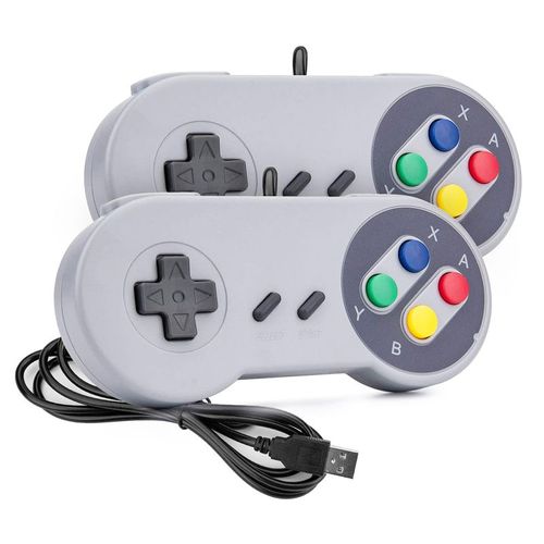 2pcs Gris - Manette De Jeu Filaire Usb Pour Ordinateur Portable Windows 7/8/10 Snes, Rtro, Joystick, Pour Mac Os X Raspberry Pi Retrohelicopter