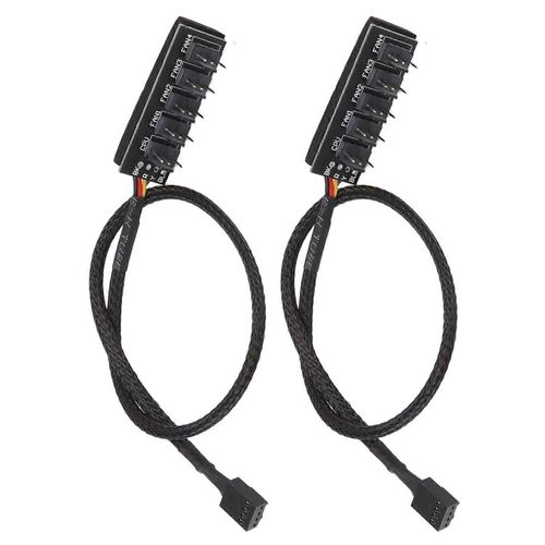 2pcs PWM Fan Hub Splitter 4 Pin Noir 1  5 Way Self Adhesive Fan Extension Splitter pour connecteurs 3 broches 4 broches