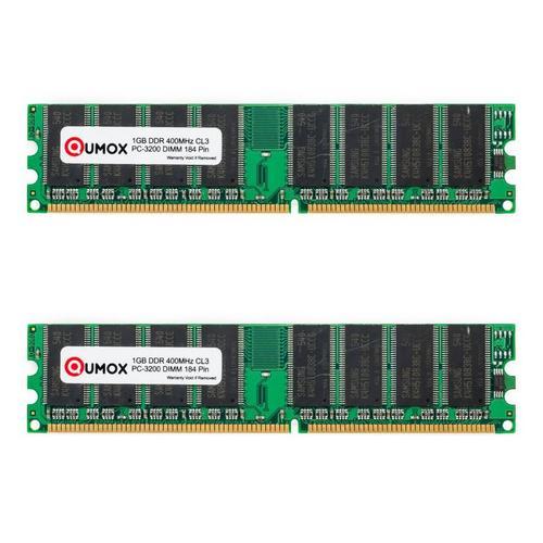2pcs QUMOX 1Go DDR 400MHz PC-3200 (184 broches) DIMM mmoire ordinateur de bureau