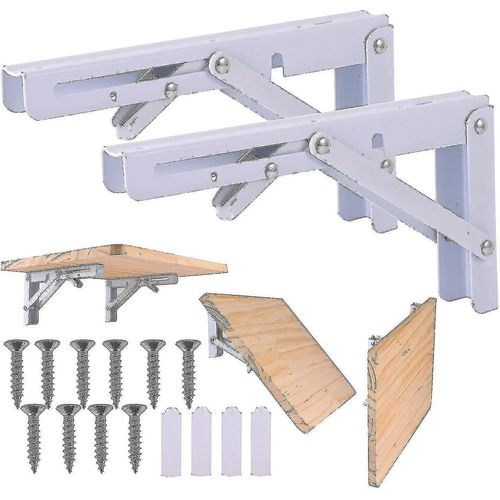2pcs Supports D'tagre Pliants, Support D'tagre Pliable En Mtal Robuste Support Triangle De Bricolage Mural Pour Banc De Travail De Table -16 Pouces 40cm-