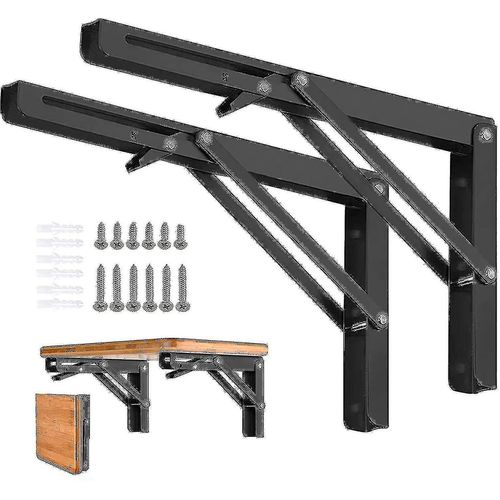 2pcs Supports Dtagre Pliants - Support Dtagre Triangle Pliable En Mtal Robuste, Charnire De Table Pliante Murale De Bricolage, Gain De Place Compatible Avec