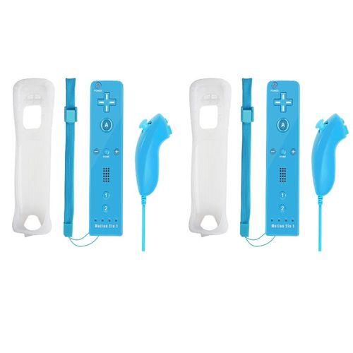 2set Bleu - Ensemble 2 En 1 Pour Console Nintendo Wii, Manette De Jeu Sans Fil, Tlcommande Dahchuck, Manette, Manette, Motion Plus En Option