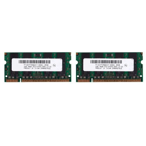 2x 2gb Ddr2 Pc2-6400 800mhz 200 Broches 1.8v Mmoire D'ordinateur Portable So-Dimm Ram Pour Ordinateur