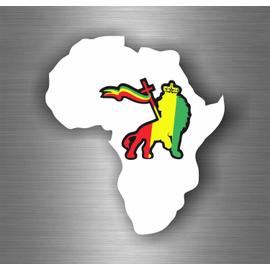 Autocollant sticker voiture rasta jah reggae haile selassie ethiopie drapeau 