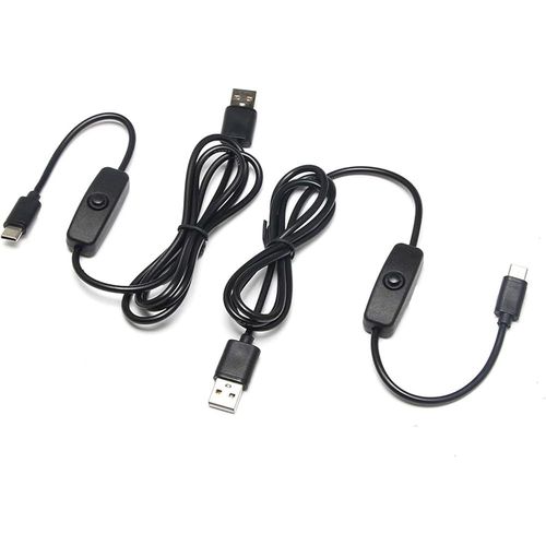 2X cble d'alimentation USB/Type-C avec Bouton Marche/arrt pour Raspberry Pi 4B, Micro:bit et Aussi Smart Phone avec Interface Type-C.[V921]