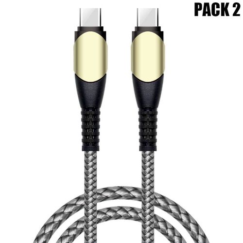 2x Cble USB-C vers USB-C Charge Rapide 60W pour Samsung Galaxy A13 A14 A12 A03s A04s A22 A23 A24 - Nylon Renforc Gris 1M