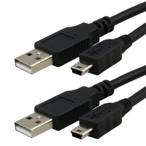 2x Cble Usb Type A Vers Mini 5-Pin B 1,8 Mtres Pour Sony Ps3 Playstation 3