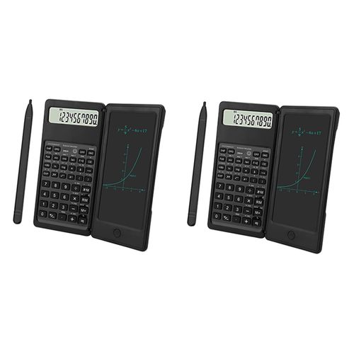 2x Calculatrice Scientifique D'ingnierie  cran Lcd 10 Chiffres Avec Tablette D'criture Pour Lyce Et Collge Noir