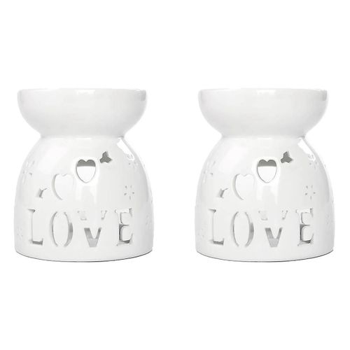 2x Ceramic Diffuser Candle Burner Ceramic Burning Essential Oils Diffusers Aromatic Lamp -Love