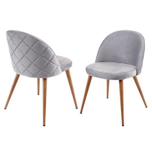 2x Chaise De Salle  Manger Hwc-D53, Fauteuil, Style Rtro Annes 50, En Velours   Gris Clair