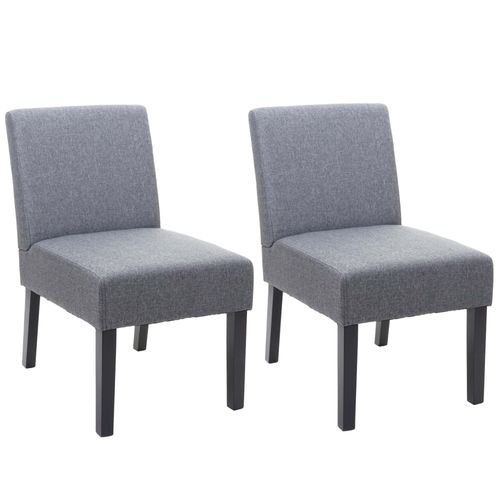 2x Chaise De Salle  Manger Hwc-F61, Fauteuil Lounge, Tissu/Textil   Gris Fonc