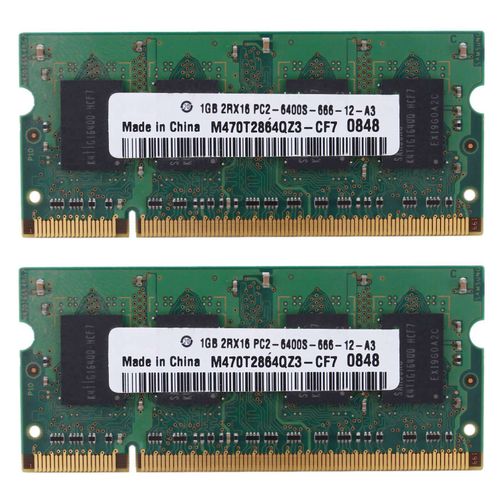 2x Ddr2 1 Go De Mmoire Ram Pour Ordinateur Portable 2rx16 800mhz Pc2-6400s 200pins Sodimm