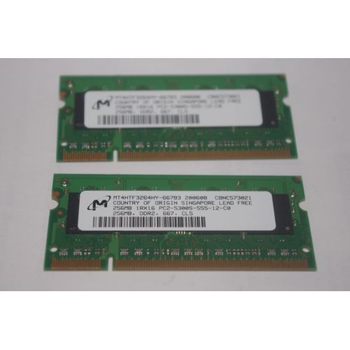 2x - Ddr2 256mb 667 Cl5 1rx16 Pc2-5300s 555 12 C0 - 2 Plaque De Barrette De Memoire Ram