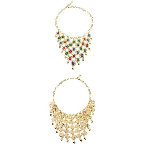 2x Femmes Danse Du Ventre Collier Triangle DOr Strass Gitan Danse Bijoux