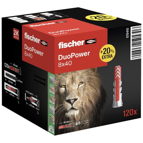 Chevilles 2x Fischer Duopower 8 X 40 (+20 % De Contenu) - 120 Pices
