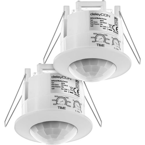 2x Infrarouge Dtecteur De Mouvement Encastr Montage Au Plafond Intrieur Contrle Des Feux Zone De Travail  360 Porte De 6m Capteur De Lumire Intgr Blanc
