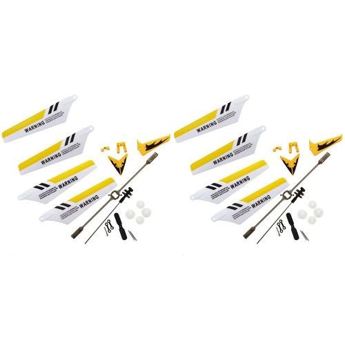 2x Kit De Remplacement Pour S107 / S107g Rc - Helicoptere, Pales, Decorations Queue, Lame , Connect Buckle, Inner Shaft Jaune