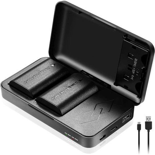2X LP-E6 LP-E6N LP-E6NH Batteries avec Chargeur de Batterie Multifonction pour Canon EOS R, EOS R5, EOS 90D, EOS 60D, 70D, 80D, 5D II, 5D III, 5D Mark IV, 6D, 6D II, 7D, 7D II, XC10, XC15