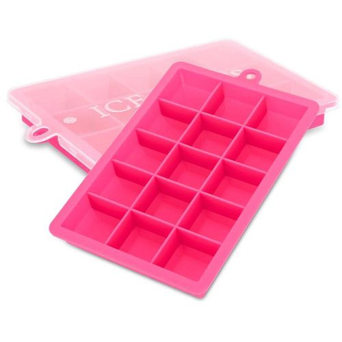 Intirilife 2x Moules  Glaons En 2x Rose - Lot De 2 Avec 15 Compartiments Moules  Glaons En Silicone Avec Couvercle - Bac  Glaons Flexible, Verrouillable Pour Crme Glace, Nourriture Pour Bb