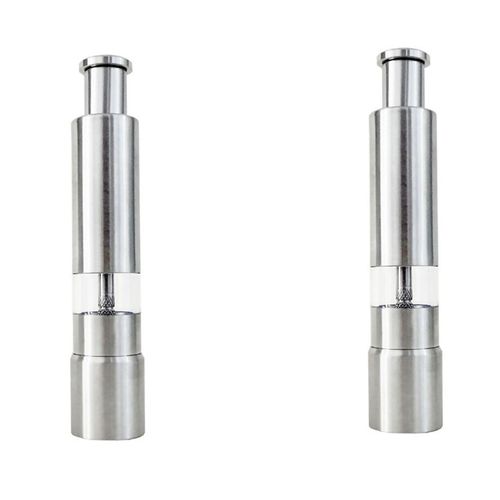 2x Moulin  Sel Et Poivre En Acier Inoxydable Bouton Poussoir Argent Pour La Cuisson Des Pices Pouce Poussoir Moulin  Poivre Moulin Portable