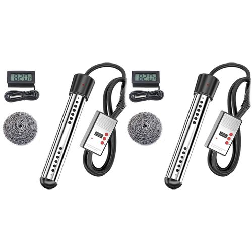 2X Rchauffeur D'Immersion 2500W, Minuterie Automatique de Chauffe-Piscine, Chauffage Piscine Sr, Parfait pour Les Voyages  Domicile Prise UE
