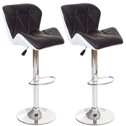 2x Tabouret De Bar Hwc-A92, Chaise De Comptoir, Similicuir, Rotatif   Marron