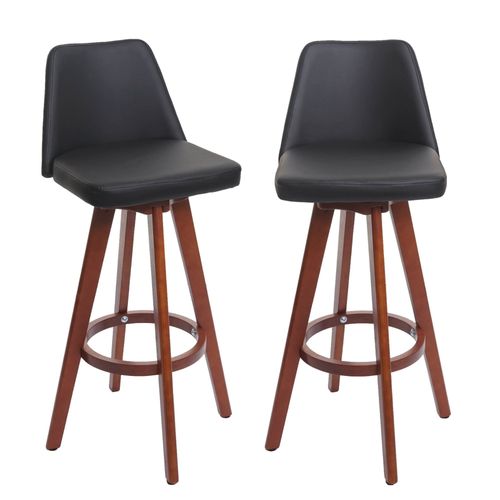 Lot De 2 Tabourets De Bar Hwc-C43, Chaise De Bar Tabouret De Comptoir, Bois Similicuir Pivotant   Noir