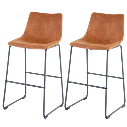 2x Tabouret De Bar Hwc-D70, Chaise Bar/Comptoir, Tissu   Style Vintage, Imitation De Daim