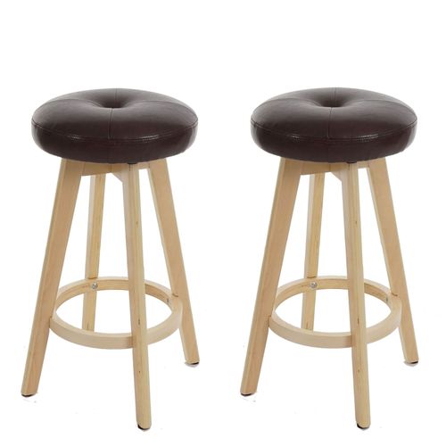 Lot De 2 Tabourets De Bar Navan, Chaise De Bar, Bois Similicuir Pivotant   Bordeaux, Pieds Clairs