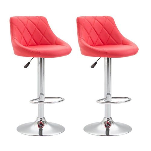 2x Tabourets De Bar En Synthtique Rouge Pivotant Avec Repose-Pieds Tdb10084