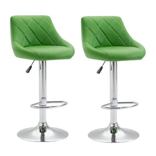 2x Tabourets De Bar En Synthtique Vert Pivotant Avec Repose-Pieds Tdb10081