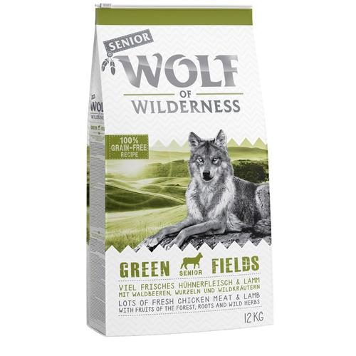 2x12kg Agneau Sans Crales Croquettes Chien Wolf Of Wilderness Senior Green Fields