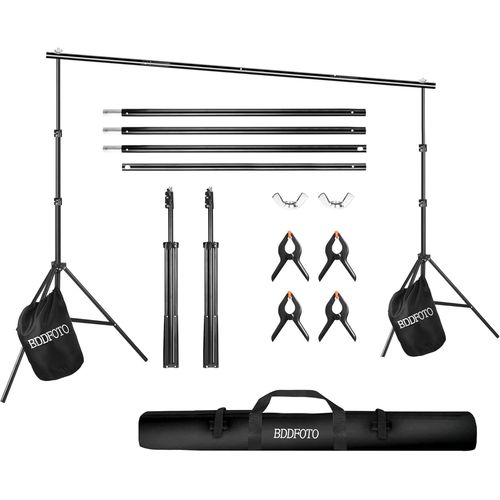 2x3 m Support de Fond Rglable, Professional pour Fond Studio Photo, Sandbag for Reinforcement, 4 Clips Inclus, Convient pour Photographie, Diffusion en Direct, etc.