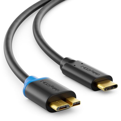 3,0m Cble USB 3.0 Micro B-USB C vers Micro B USB 3.0-5 Gbit/s-Cble de Charge Cble de Donnes Thunderbolt-pour PC Ordinateur Smartphone Tablet Notebook Chargeur Disque Dur Externe