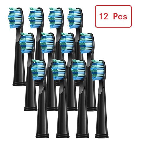 3/4/8/12/16 Pices Ttes De Brosse De Rechange Pour Seago Pour Fairywill Tte De Brosse  Dents lectrique Dupont Brosse  Poils Recharge Nettoyage Des Dents - Type 12 Pcs Black