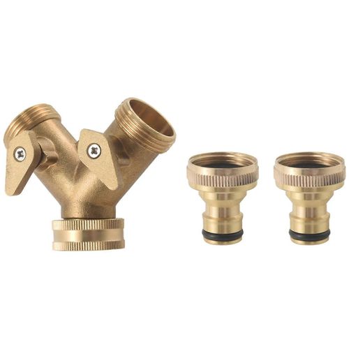 3/4 Pouce 2 Way Tuyau Splitter Laiton Y Valve Jardin Robinet Connecteur Avec 2 X3/4 Pouce En Laiton Robinet DEau Ou