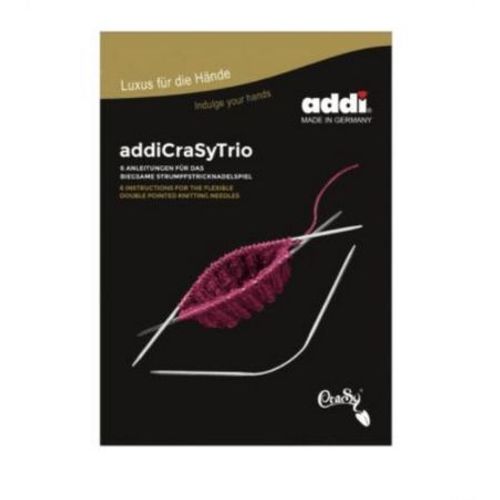 3 Aiguilles  Chaussettes Crasytrio Doubles Pointes 21cm/2mm, 2.50mm Et 4,00mm (160-2) - Addi Click N4 Gris