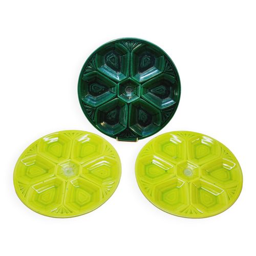 3 Assiettes  Hutres Art Dco Dcor Gomtrique Vert Vert