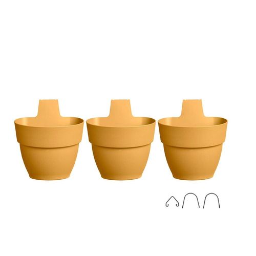 3 Balconnires En Plastique Elho Vibia Campana Fort Verticale Jaune Miel -  17 Cm