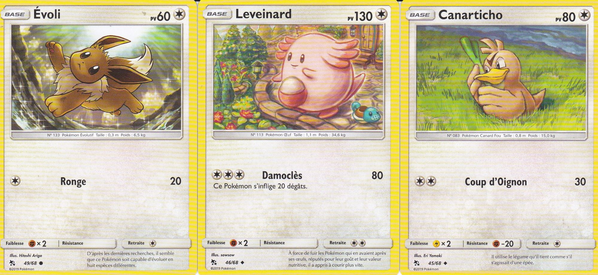 3 Cartes Pokemon Evoli 49 68 Leveinard 130 Pv 46 68 Canarticho 45 68 Sl11 5 Destinees Occultes Vf Rakuten