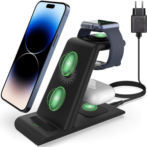 3 En 1 Chargeur Sans Fil 18w Universel Rapide Station Avec Iphone16/15/14/13/12/11series,Iwatch10/9/8/7/6/5/4/3/2/Se,Iwatch Ultra2/1,Airpods4/3/Pro/2
