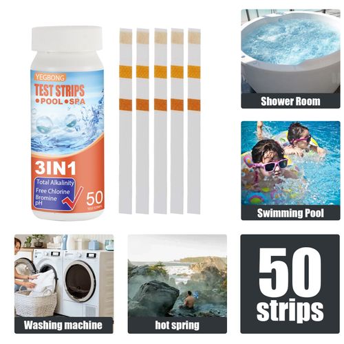 3 en 1 Testeur Chlore en Bandelette pour Eau de Piscine et Spa Papier