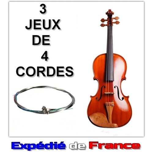 3 Jeu De 4 Cordes Cordons Strings E-1/A-2/D-3/G-4 Pour 4/4 Violon