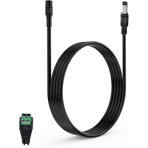 3 Mtre Cble D'Extension LED,Compatible avec Les Bandes LED Govee,Camra WiFi TAPO,Reolink,Routeurs TP-Link,NETGEAR Orbi-5V/9V/24V,5.5 x 2.1 mm,Femelle  Mle Connecteurs LED.[Y979]