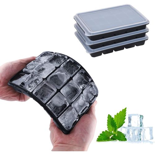 3 Pack Bacs  Glaons,Moules  Glaons En Silicone Avec Couvercles Anti-claboussures,45 Cubes, Libration Facile,Flexibles,Pour Boissons Rfrigres,Bbs Food,Whisky